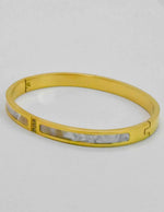 Elegant mother of pearl stone bracelet in gold finish