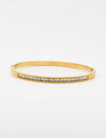 Close-up of crystal bracelet with gold-plated finish