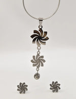 sparkling silver swirl necklace with crystal drop and stud earrings gift for her canada