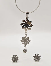 sparkling silver swirl necklace with crystal drop and stud earrings gift for her canada